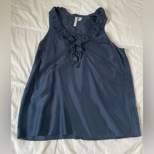 Old Navy Navy Blue Ruffle Blouse